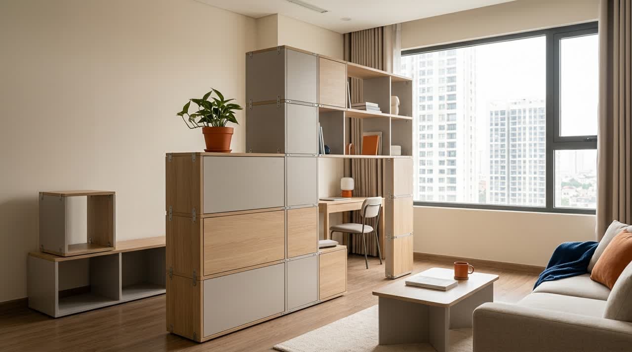 Vách ngăn module — phân vùng căn hộ không xây tường, tháo lắp được